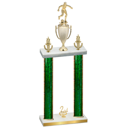 Double Green Glacier Second Place Soccer Trophy