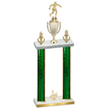 Double Green Glacier Third Place Soccer Trophy