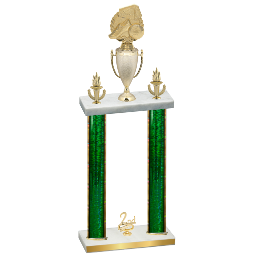 Double Green Glacier Second Place Soccer Trophy