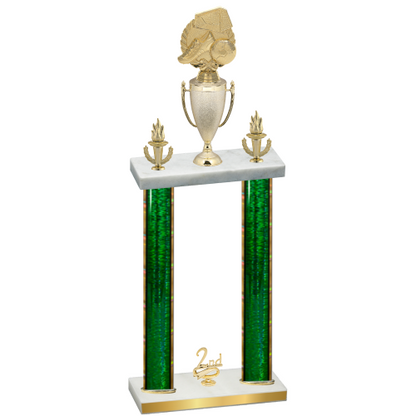 Double Green Glacier Second Place Soccer Trophy