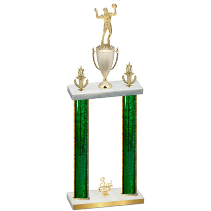 Double Green Glacier Third Place Volleyball Trophy