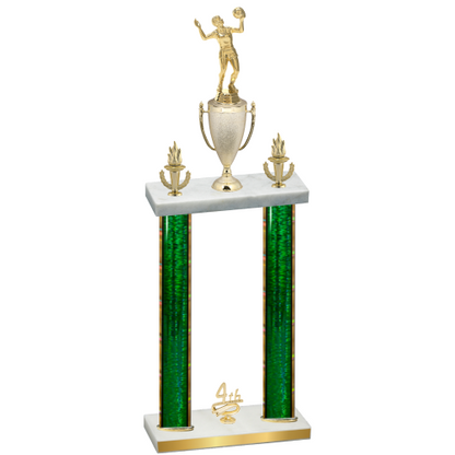 Double Green Glacier Fourth Place Volleyball Trophy