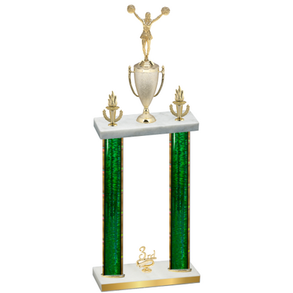 Double Green Glacier Third Place Cheerleading Trophy
