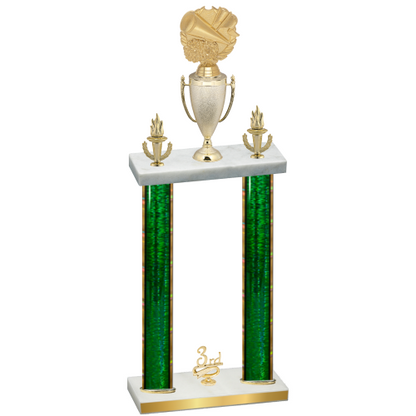 Double Green Glacier Third Place Cheerleading Trophy