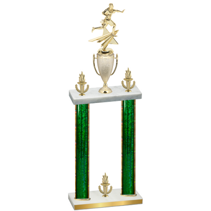 Double Green Glacier Victory Flag Football Trophy