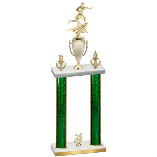 Double Green Glacier Year Flag Football Trophy
