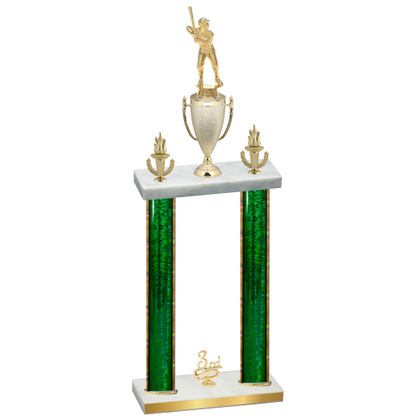 Double Green Glacier Third Place Baseball Trophy