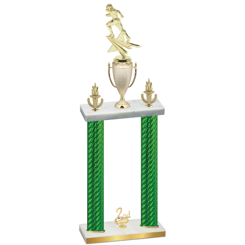 Double Green Carbon Fiber Second Place Football Trophy