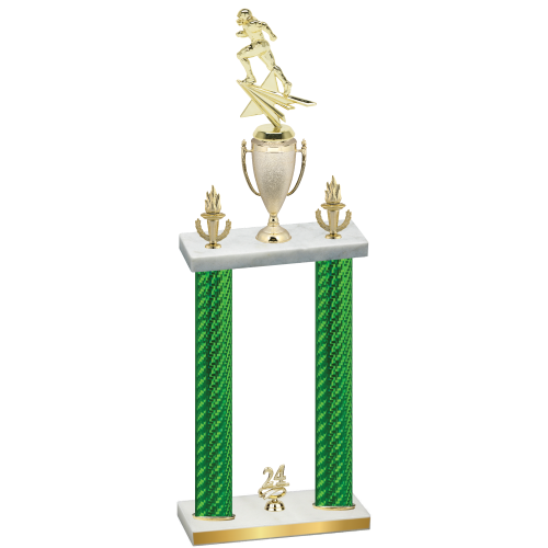 Double Green Carbon Fiber Year Football Trophy