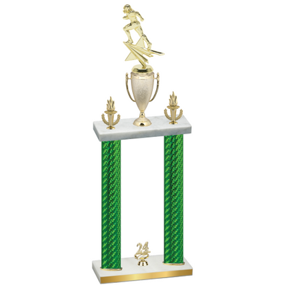 Double Green Carbon Fiber Year Football Trophy