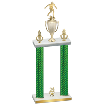Double Green Carbon Fiber Year Soccer Trophy