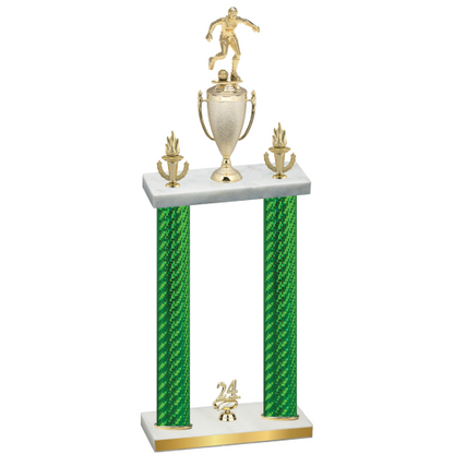 Double Green Carbon Fiber Year Soccer Trophy