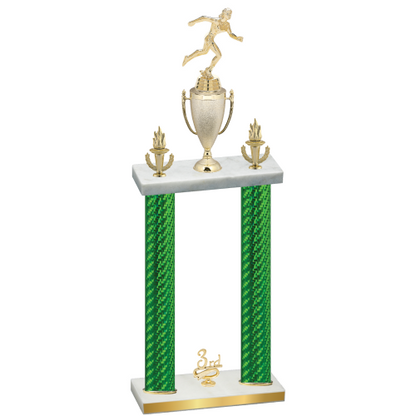 Double Green Carbon Fiber Third Place Running Trophy