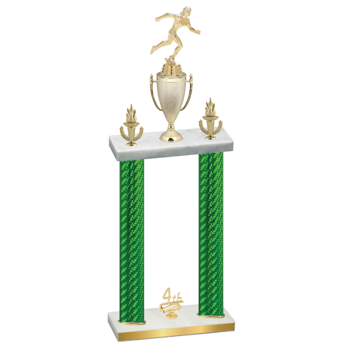 Double Green Carbon Fiber Fourth Place Running Trophy