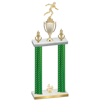 Double Green Carbon Fiber Fourth Place Running Trophy