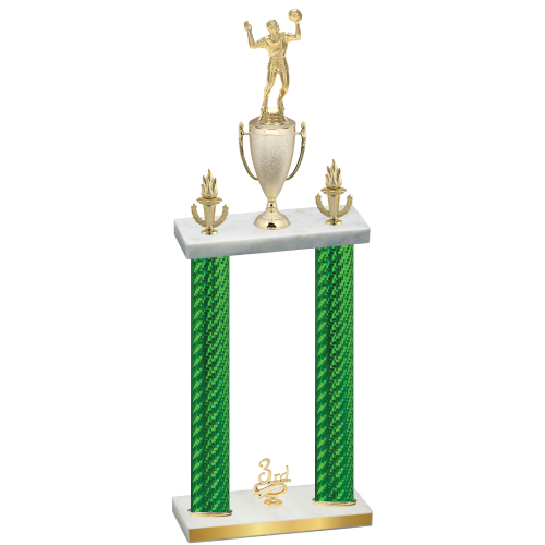 Double Green Carbon Fiber Third Place Volleyball Trophy