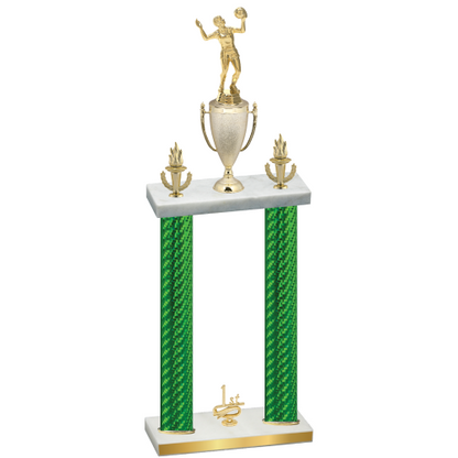 Double Green Carbon Fiber First Place Volleyball Trophy