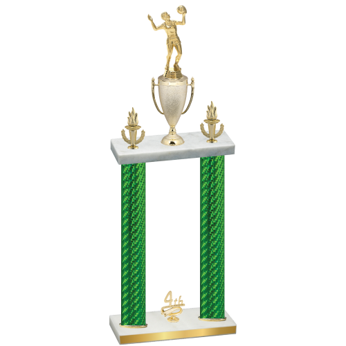 Double Green Carbon Fiber Fourth Place Volleyball Trophy