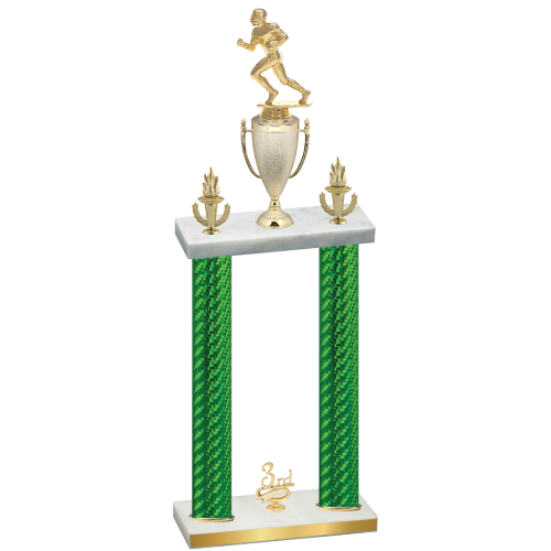 Double Green Carbon Fiber Third Place Football Trophy