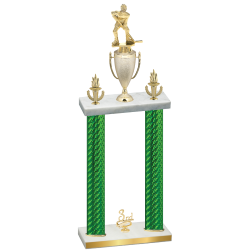 Double Green Carbon Fiber Third Place Hockey Trophy