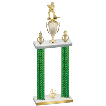Double Green Carbon Fiber Fourth Place Hockey Trophy
