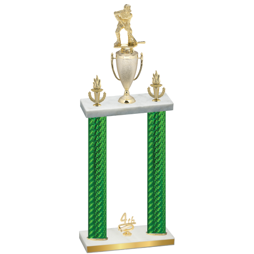 Double Green Carbon Fiber Fourth Place Hockey Trophy