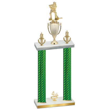 Double Green Carbon Fiber Fourth Place Hockey Trophy