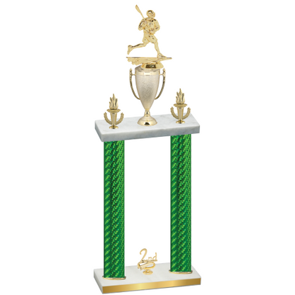 Double Green Carbon Fiber Second Place Lacrosse Trophy