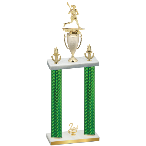 Double Green Carbon Fiber Second Place Lacrosse Trophy