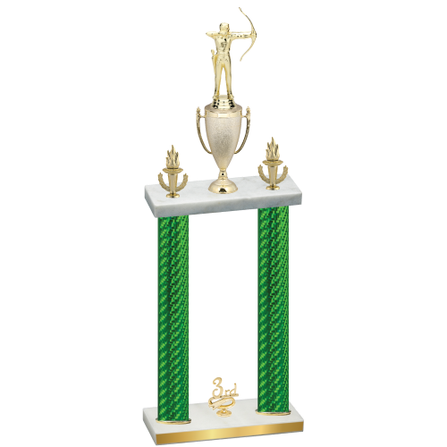 Double Green Carbon Fiber Third Place Archery Trophy