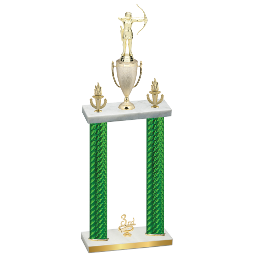 Double Green Carbon Fiber Third Place Archery Trophy