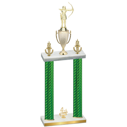 Double Green Carbon Fiber Fourth Place Archery Trophy