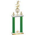 Double Green Carbon Fiber First Place Flag Football Trophy