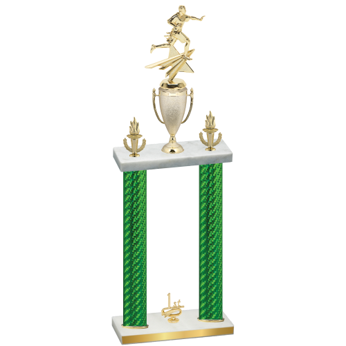 Double Green Carbon Fiber First Place Flag Football Trophy