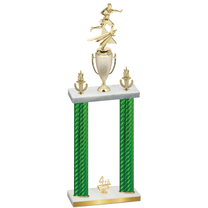 Double Green Carbon Fiber Fourth Place Flag Football Trophy