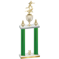 Double Green Carbon Fiber Year Flag Football Trophy