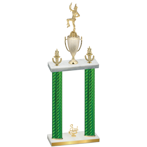 Double Green Carbon Fiber Third Place Majorette Trophy