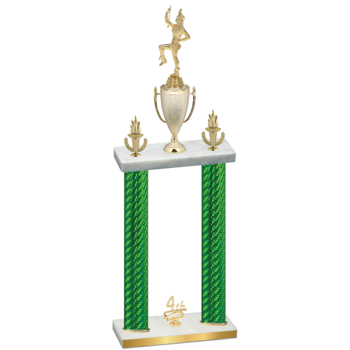 Double Green Carbon Fiber Fourth Place Majorette Trophy