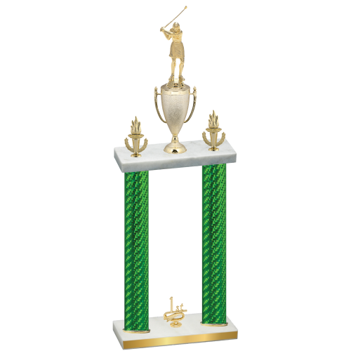 Double Green Carbon Fiber First Place Golf Trophy
