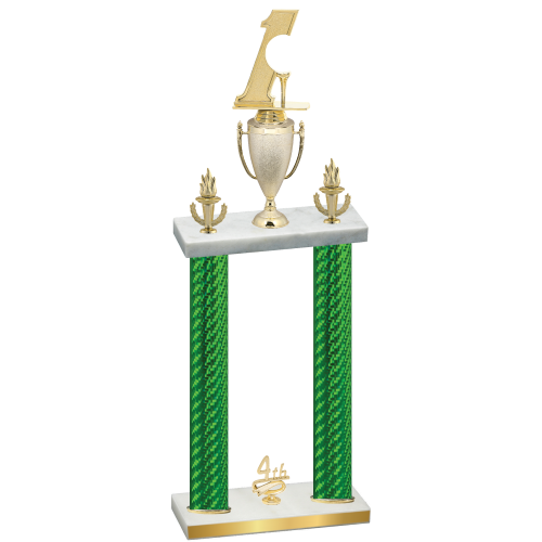 Double Green Carbon Fiber Fourth Place Golf Trophy