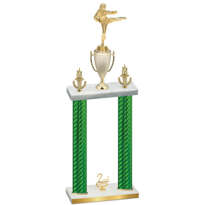 Double Green Carbon Fiber Second Place Karate Trophy