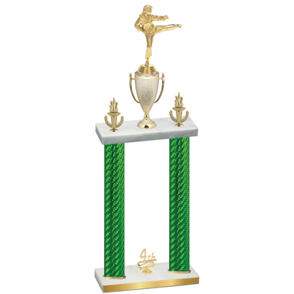 Double Green Carbon Fiber Fourth Place Karate Trophy