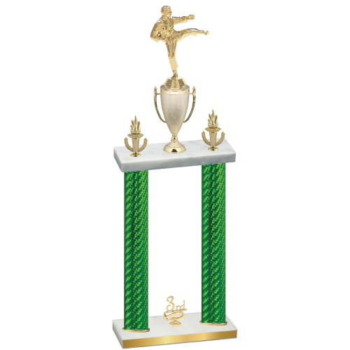 Double Green Carbon Fiber Third Place Karate Trophy