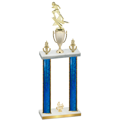 Double Blue Glacier Fourth Place Football Trophy