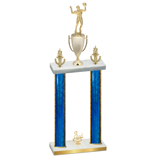 Double Blue Glacier Third Place Volleyball Trophy