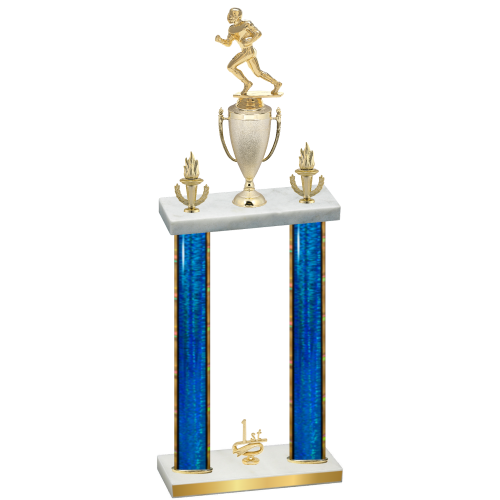 Double Blue Glacier First Place Football Trophy