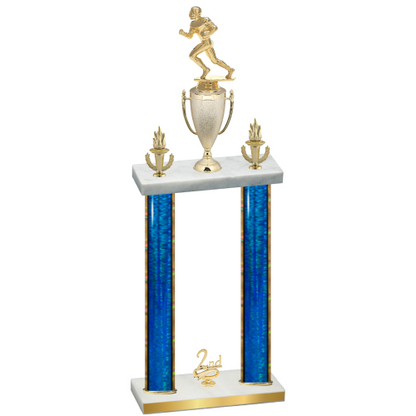 Double Blue Glacier Second Place Football Trophy