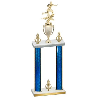 Double Blue Glacier Victory Flag Football Trophy