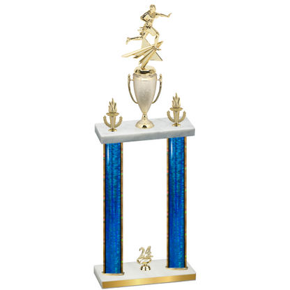 Double Blue Glacier Year Flag Football Trophy