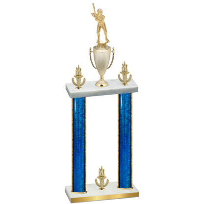 Double Blue Glacier Victory Baseball Trophy